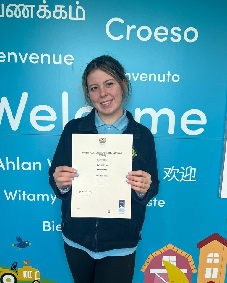 🎉 Congratulations, Kai! Celebrating Your SVQ Level 3 Achievement at Banana Moon Aberdeen International! 🌙👏